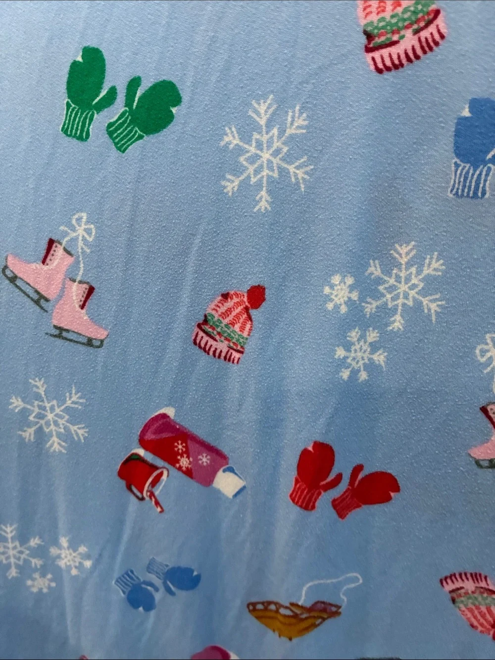 Joyspun Light Blue Holiday Winter Print Super Soft Nightgown with pockets